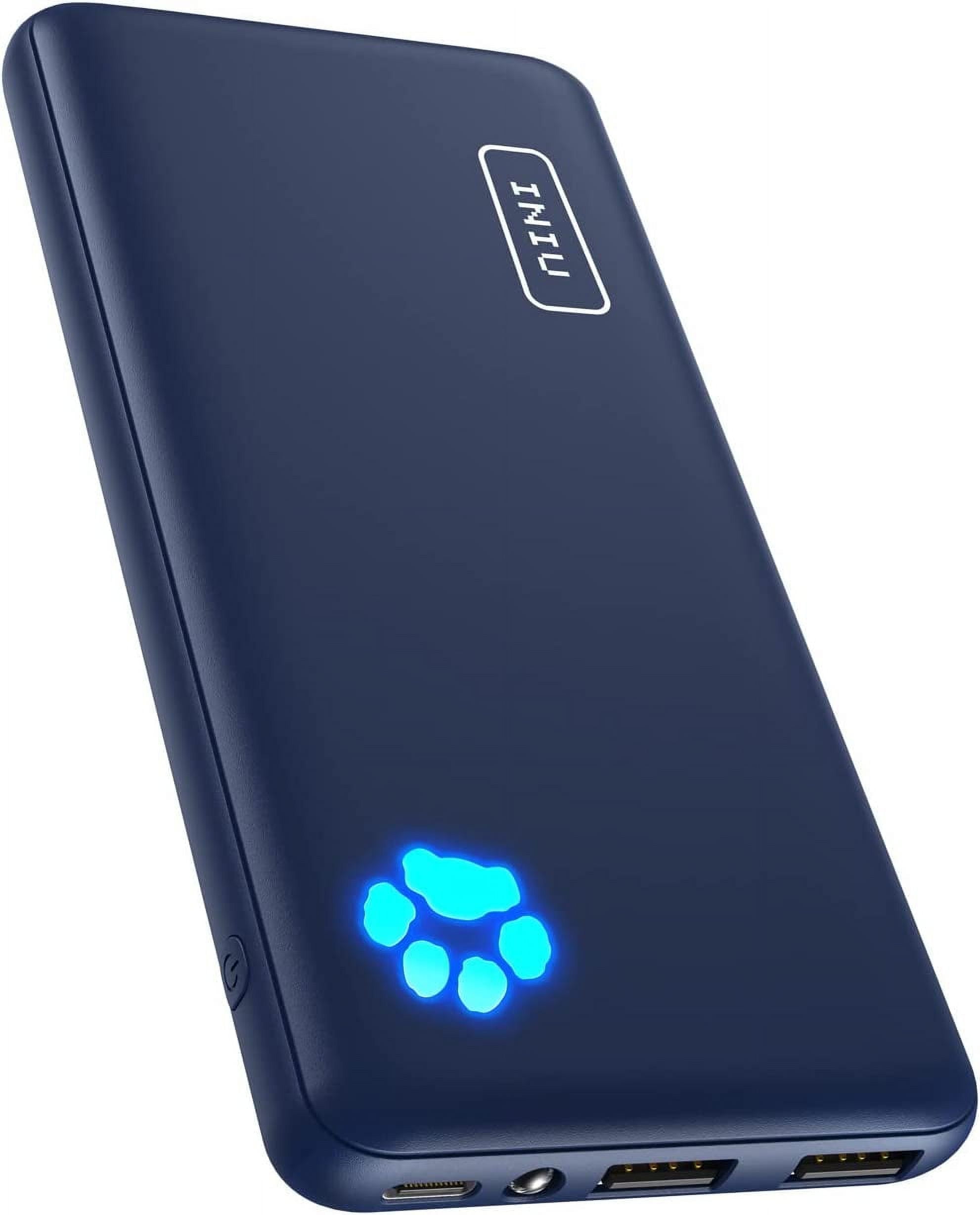 INIU 10000mAh Power Bank, Slimmest 15W Portable Charger,USB C in&Out High-Speed Charging Battery Pack, Compatible with iPhone & Samsung,Blue