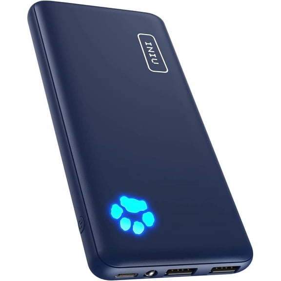 INIU 10000mAh Power Bank, Slimmest 15W Portable Charger,USB C in&Out High-Speed Charging Battery Pack, Compatible with iPhone & Samsung,Blue
