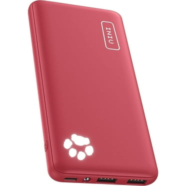 INIU 10000mAh Power Bank,Slimmest 15W Portable Charger, USB C in&Out High-Speed Charging Battery Pack, Compatible with iPhone and Samsung, Red