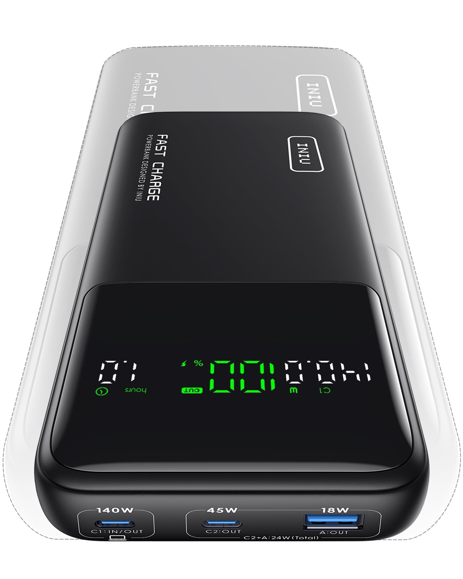 INIU 140W 25000mAh Portable Charger, Smallest & Fast Charging Laptop Power Bank, Compatible with Macbook iPad iPhone, Black