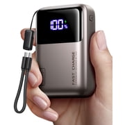 INIU 20000mAh Laptop Power Bank, Ultra Compact 65W PD Dual Fast Charging Portable Charger, Flight-Safe Battery Pack with USB C Cable for Travel, Camping, LongTrip, Businiess, Metallic Coffee