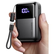 INIU 20000mAh Laptop Power Bank, Ultra Compact 65W PD Dual Fast Charging Portable Charger, Flight-Safe Battery Pack with USB C Cable for Travel, Families, Outdoor, Hiking, Metallic Black