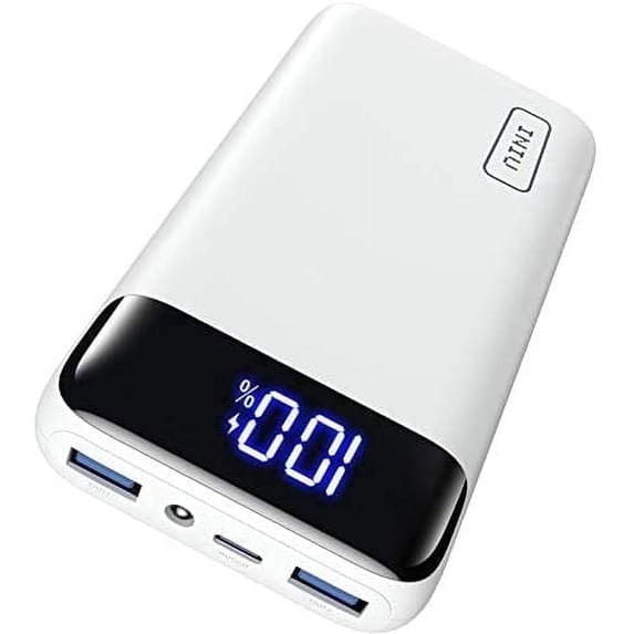 INIU 20000mAh Portable Charger, LED Display, 22.5W Fast Charge Power Bank for iPhone & iPad, White