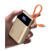 INIU 20000mAh Power Bank, Small 45W PD Fast Charging Portable Charger with Built-in USB C Cable, Flight-Safe Travel External Phone Battery Pack for Women, Girls, Daily Commute, Gift, Beige