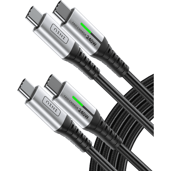 INIU USB C Cable [6.6ft/2-pack], 240W Fast Charging Cord Type C, Braided USBC to USB-C Charger Cables for Laptop Macbook iPhone 17 16 15 Samsung S24 etc