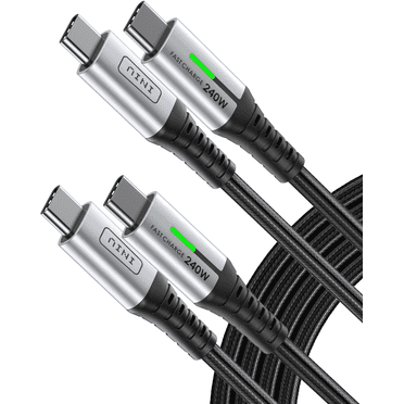 INIU USB C Cable [6.6ft/2-pack], 240W Fast Charging Cord Type C, Braided USBC to USB-C Charger Cables for Laptop Macbook iPhone 16 15 Samsung S24 etc