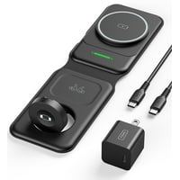 INIU 3 in 1 MagSafe 15W Magnetic Wireless Charging Station for Apple Multiple Devices (Black)
