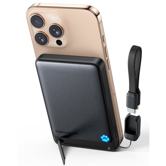 INIU Magnetic Portable Charger, Ultra Slim Qi2 Certified 10000mAh 45W Wireless Power Bank, ONLY for iPhone 12~17 Series, Black