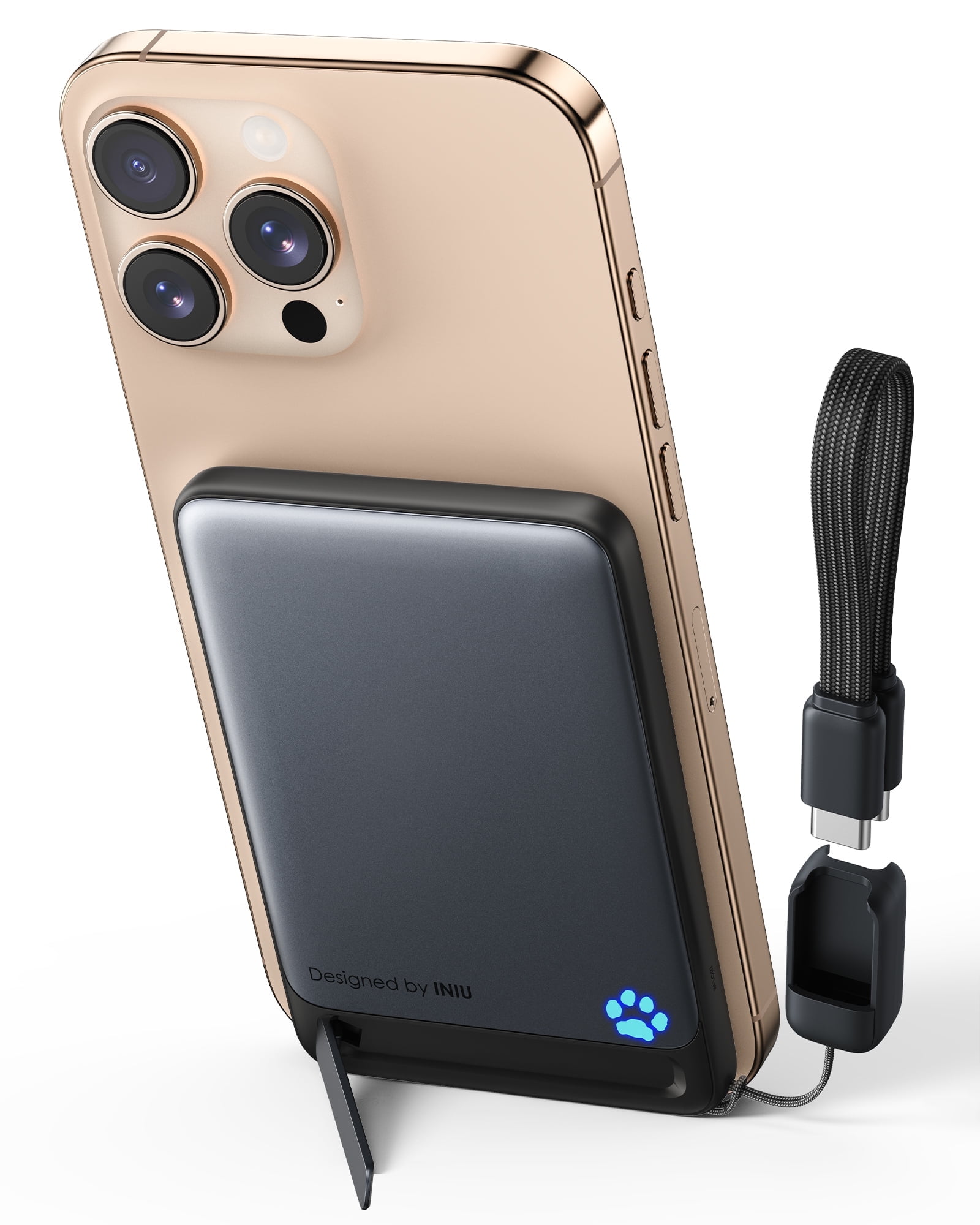 INIU Magnetic Portable Charger, Ultra Slim Qi2 Certified 5000mAh 20W Wireless Power Bank, ONLY for iPhone 12~17 Series, Black