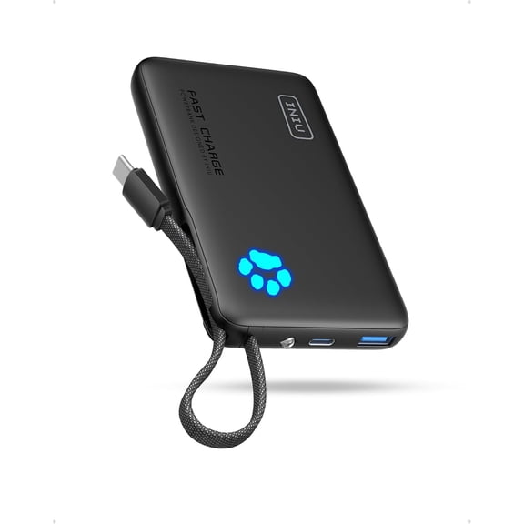 INIU Portable Charger with Flashlight, 45W Fast Charging Tablet Power Bank with USB C Cable, 10000mAh Powerbank, Battery Pack for iPhone 17 16, iPad, Samsung S25 etc Travel Essential, Emergency Light