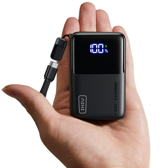 INIU Portable Charger, Ultra Small 10000mAh 45W PD USB-C in&out Power Bank, Compatible with iPhone & Samsung, Black