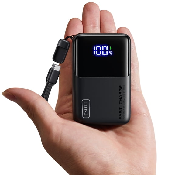 INIU Portable Charger, Ultra Small 10000mAh 45W PD USB-C in&out Power Bank, Compatible with iPhone & Samsung, Black