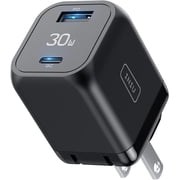 INIU USB C Charger, 30W PD QC 3.0 Dual Port Fast Charging Wall Charger for iPhone Samsung, Black