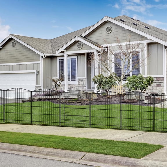 INJOPEXI Garden Fence 6 Panels 11.8ft (L)×30in (H) Decorative Garden Fences with 6 Panels Rustproof Wire No Dig Garden Fence Animal Barrier Fencing Outdoor for Backyard Patio - Without Fence Gate