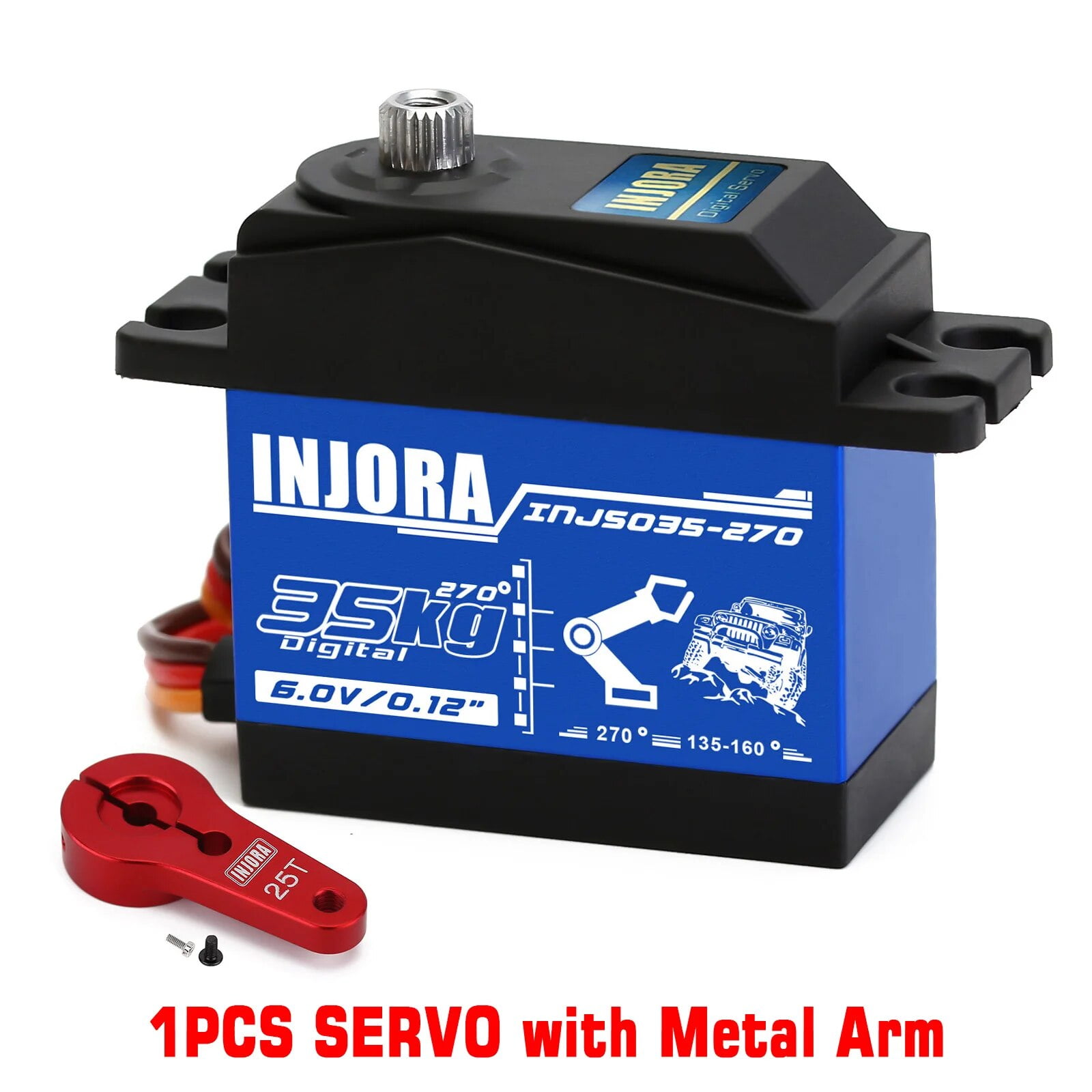 INJS025 INJS035 Digital Servo 25KG 35KG Large Torque Waterproof Servos for RC Car Crawler SCX10