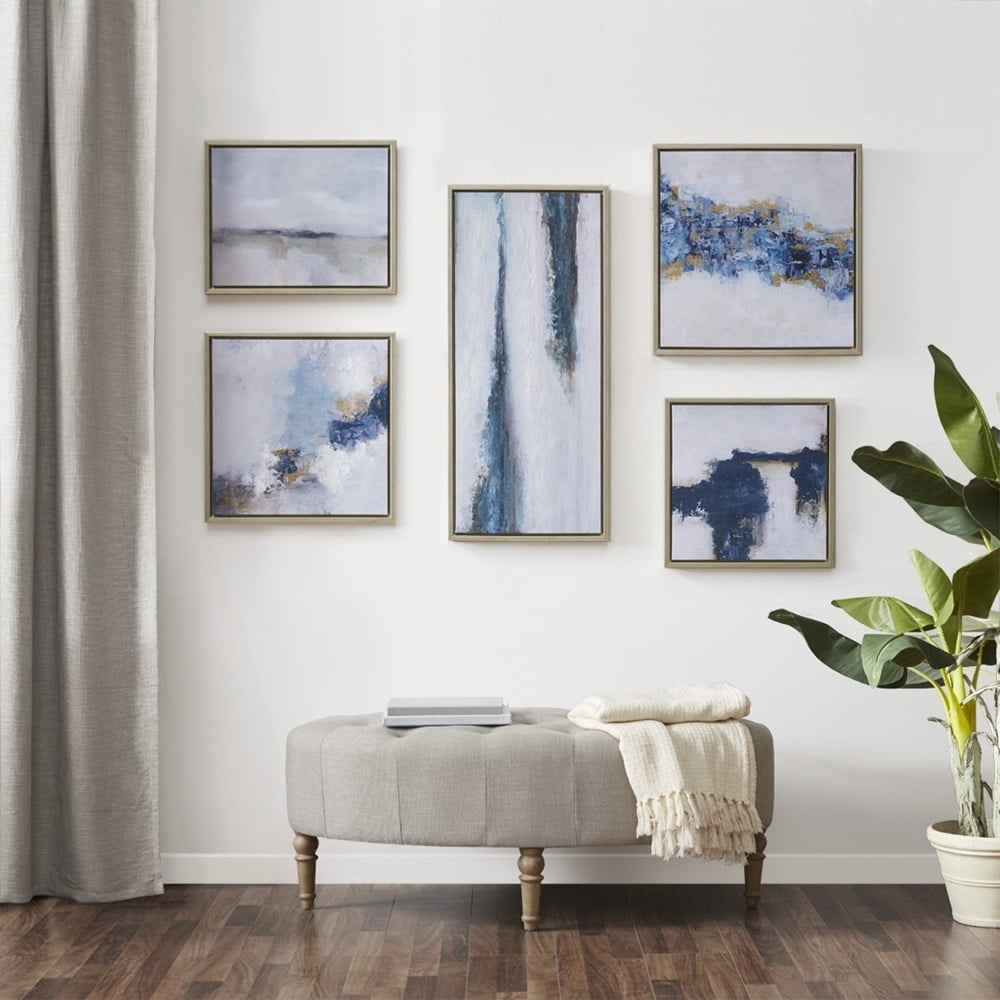 Blue Drift Abstract 5-Piece Framed Canvas Wall Art Set