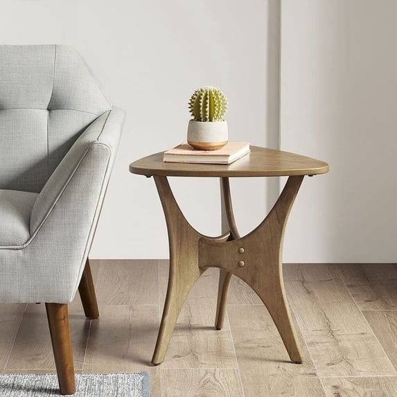 INK+IVY Blaze Triangle Wood Side Table with Light Brown Finish II120-0428