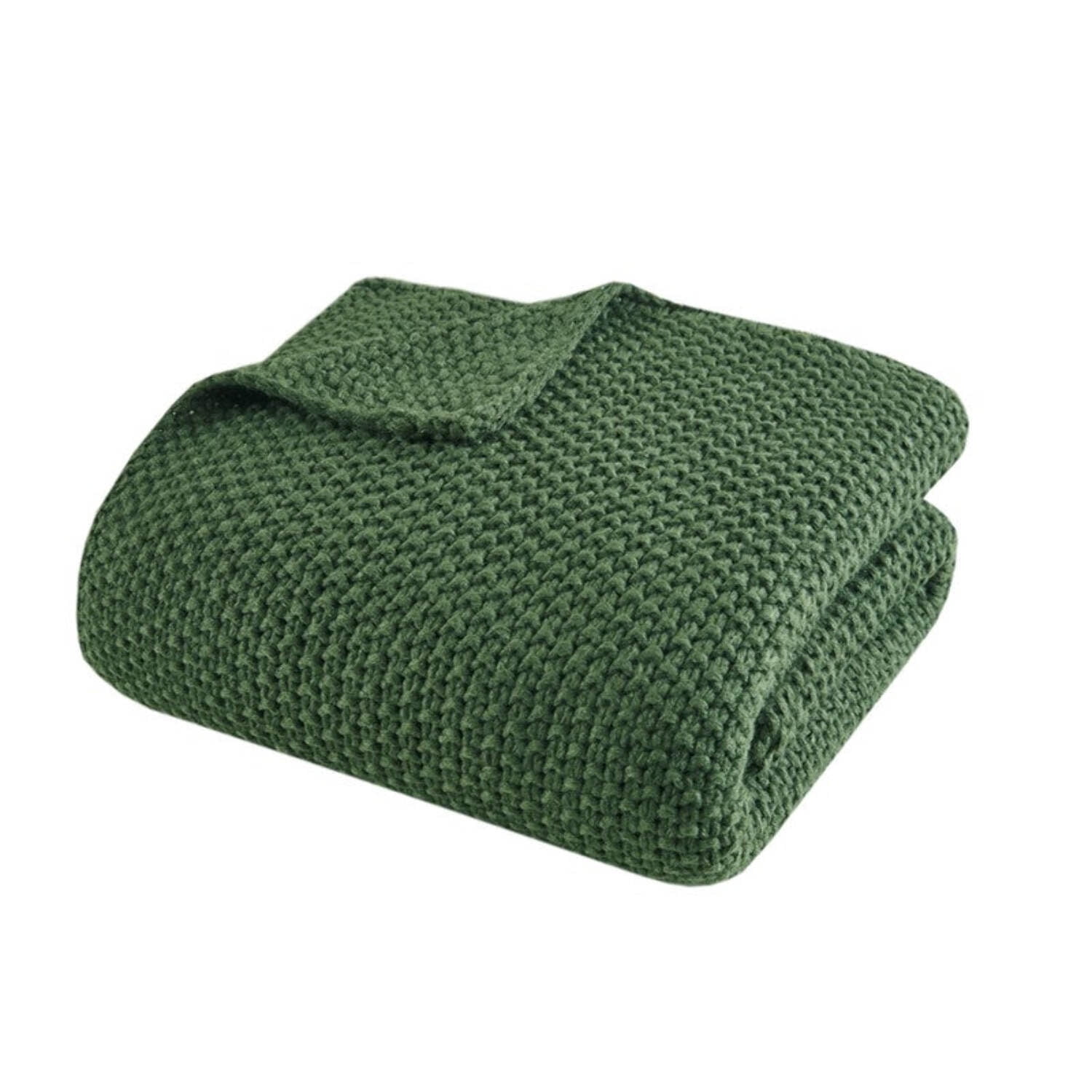 Green Knitted Acrylic Machine Washable Throw Blanket