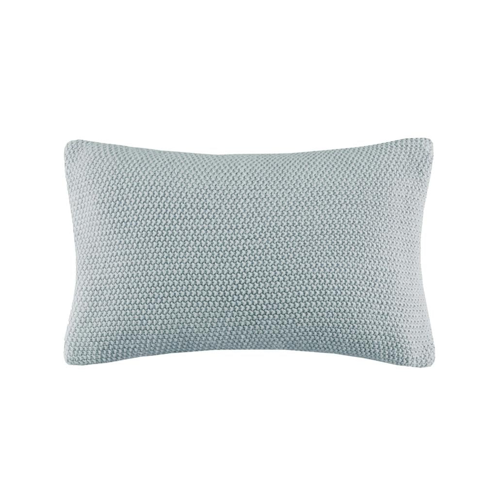 Light Blue Acrylic Knit Oblong Pillow Cover 12"x20"