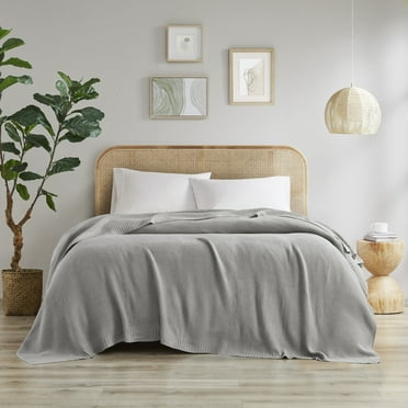 INK+IVY Bree Knit Twin Blanket - Grey