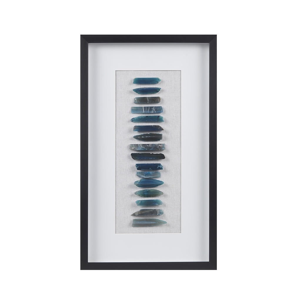 Cerulean Blue Agate Stones Framed Rectangular Shadowbox