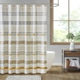 thumbnail image 1 of INK+IVY Cody Cotton Stripe Printed Shower Curtain with Tassel in Gray/Yellow, 1 of 8