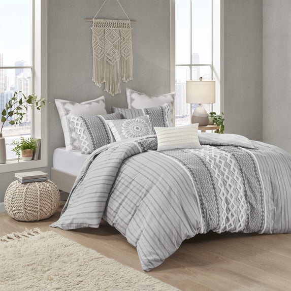 INK+IVY Cotton Comforter Mini Set with Gray Finish II10-1090