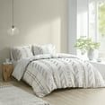 thumbnail image 1 of INK+IVY Full/Queen Comforter Set 3-Piece Cotton Jacquard Stripes All Season Bedding Set with Shams, Ivory, 1 of 10