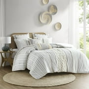 INK+IVY Geometric King/Cal King Imani Chenille Comforter Set for Adults, Off-White