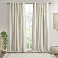 thumbnail image 1 of INK+IVY Imani Cotton Printed Curtain Panel with Chenille Stripe and Lining, Ivory, 50x84", 1 of 5