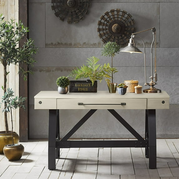 INK+IVY Industrial Style Antique Accent Wood Desk with One Drawer Stroage in Reclaimed White