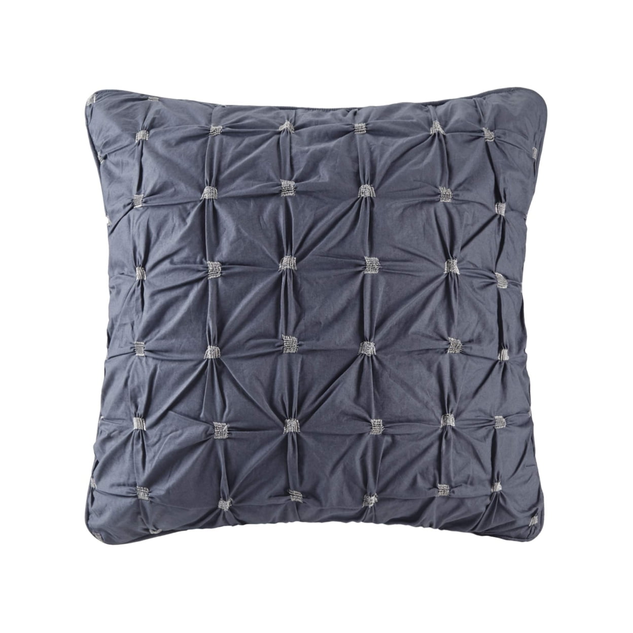 Navy Embroidered Cotton Euro Sham with Hidden Zipper