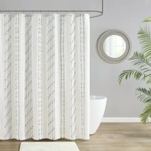 INK+IVY Kara Cotton Jacquard Shower Curtain, Ivory, 72x72"