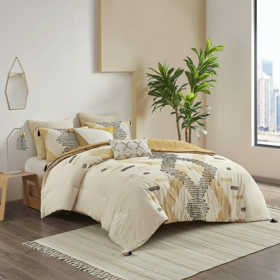 INK+IVY King/Cal King Arizona 3-Piece Cotton Comforter Set, Yellow