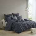thumbnail image 1 of INK+IVY King/Cal King Masie 3-Piece Elastic Embroidered Cotton Comforter Set, Navy, 1 of 10