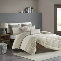INK IVY Mila 3-piece Cotton Printed Duvet Cover Set with Chenille - Taupe Brown