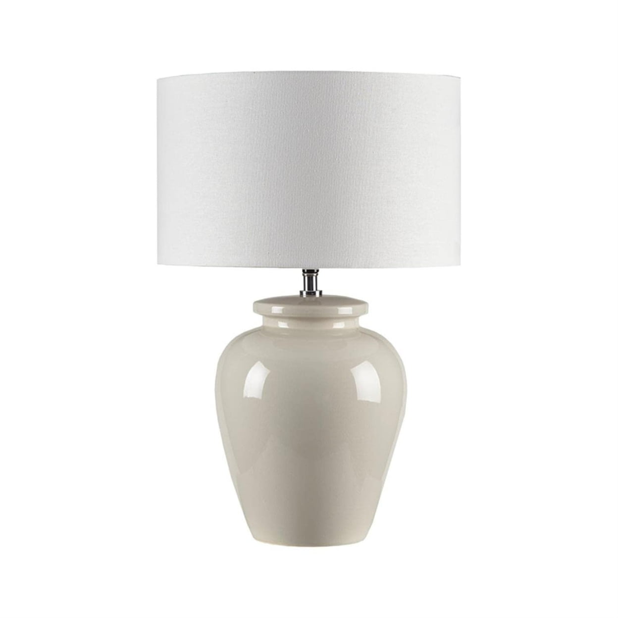 Cream Ceramic Table Lamp with White Drum Shade