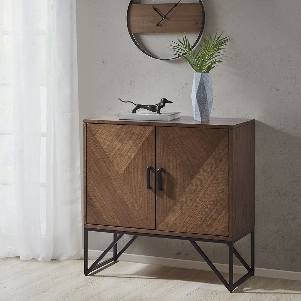 Krista 36" Brown Wood and Metal Accent Cabinet