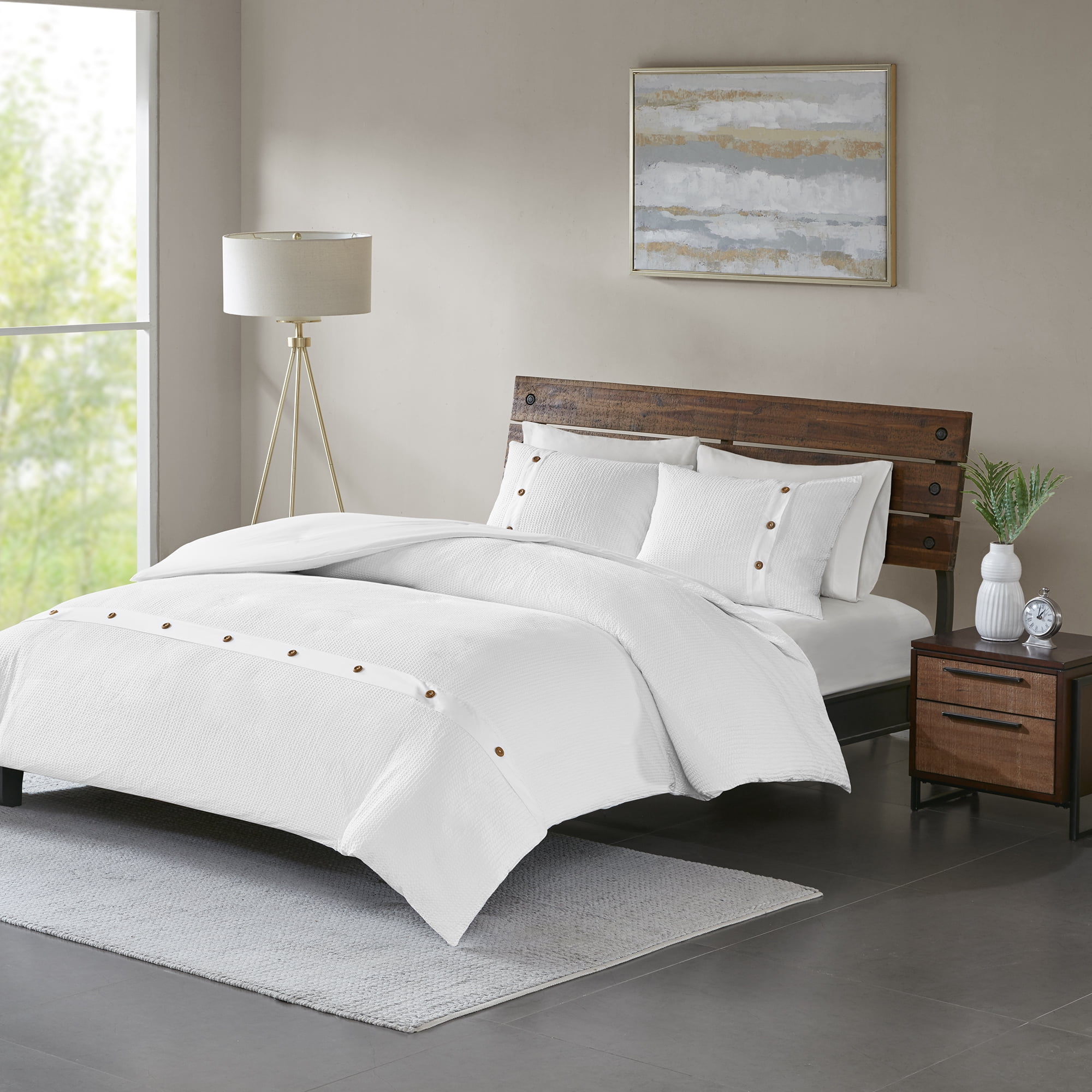 Nea Full/Queen Black and White Cotton Sham Set