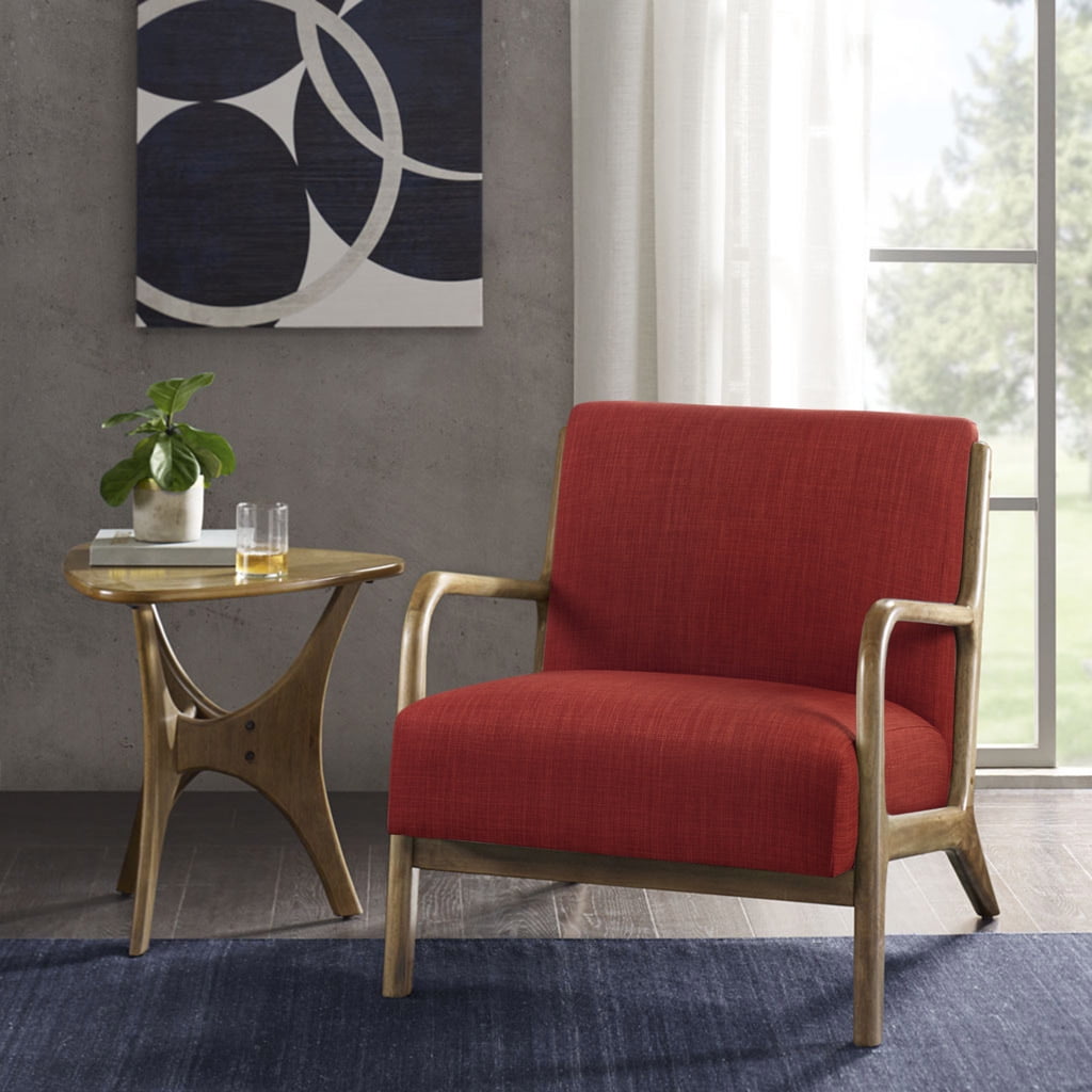 Novak Mid-Century Lounge Chair in Spice with Elm Wood Finish