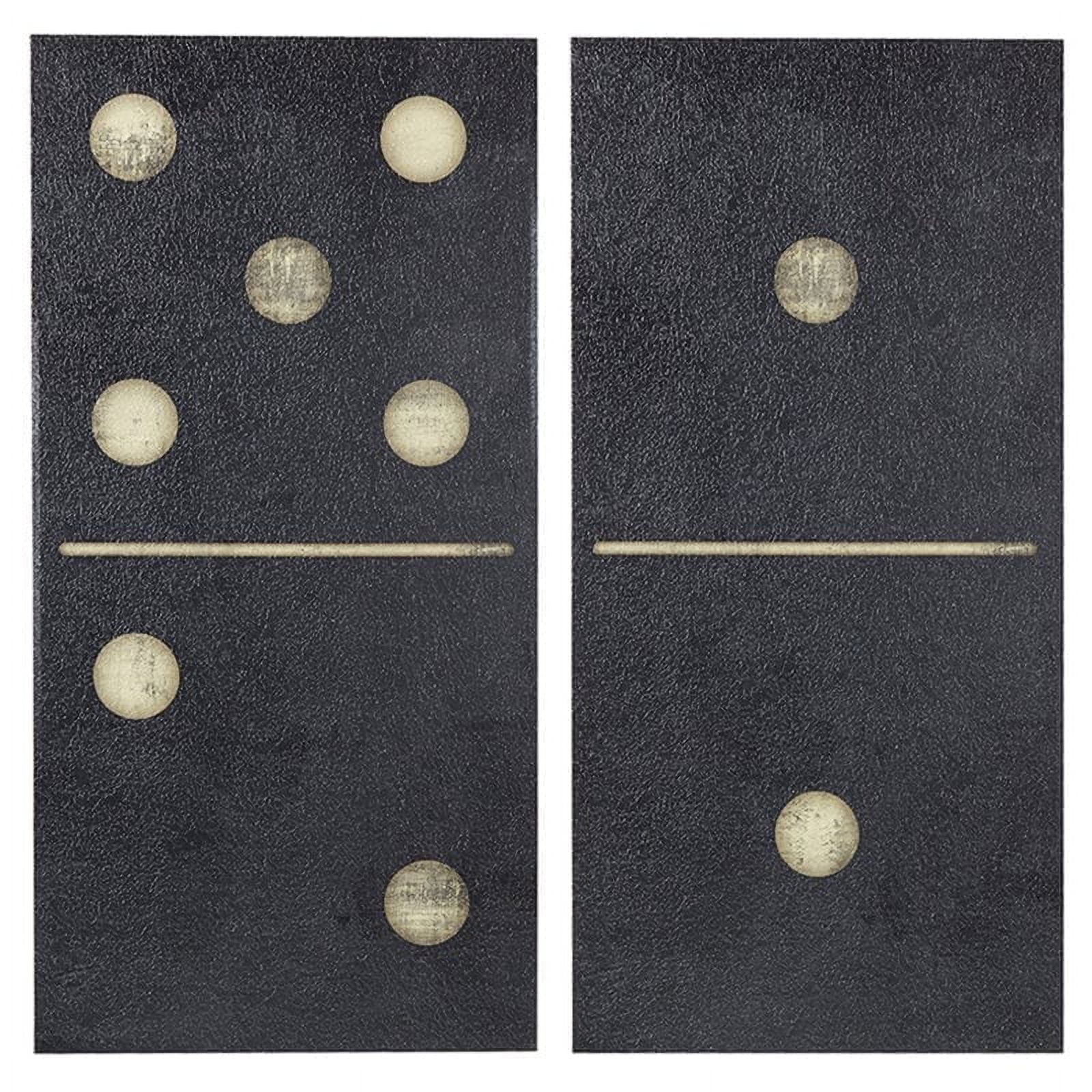 Set of 2 Black and White Domino Canvas Art, 18" x 36"
