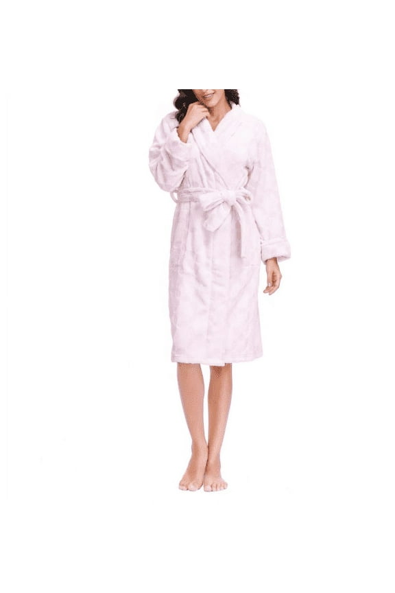Women's Frosted Blush Embossed Plush Robe 42" Size M