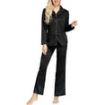 thumbnail image 1 of INK + IVY Women's Woven Satin Long Sleeve Notch Collar and Lounge Pant Set, 2pc., 1 of 5