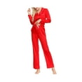 thumbnail image 1 of INK + IVY Women's Woven Satin Long Sleeve Notch Collar and Lounge Pant Set, 2pc., 1 of 1