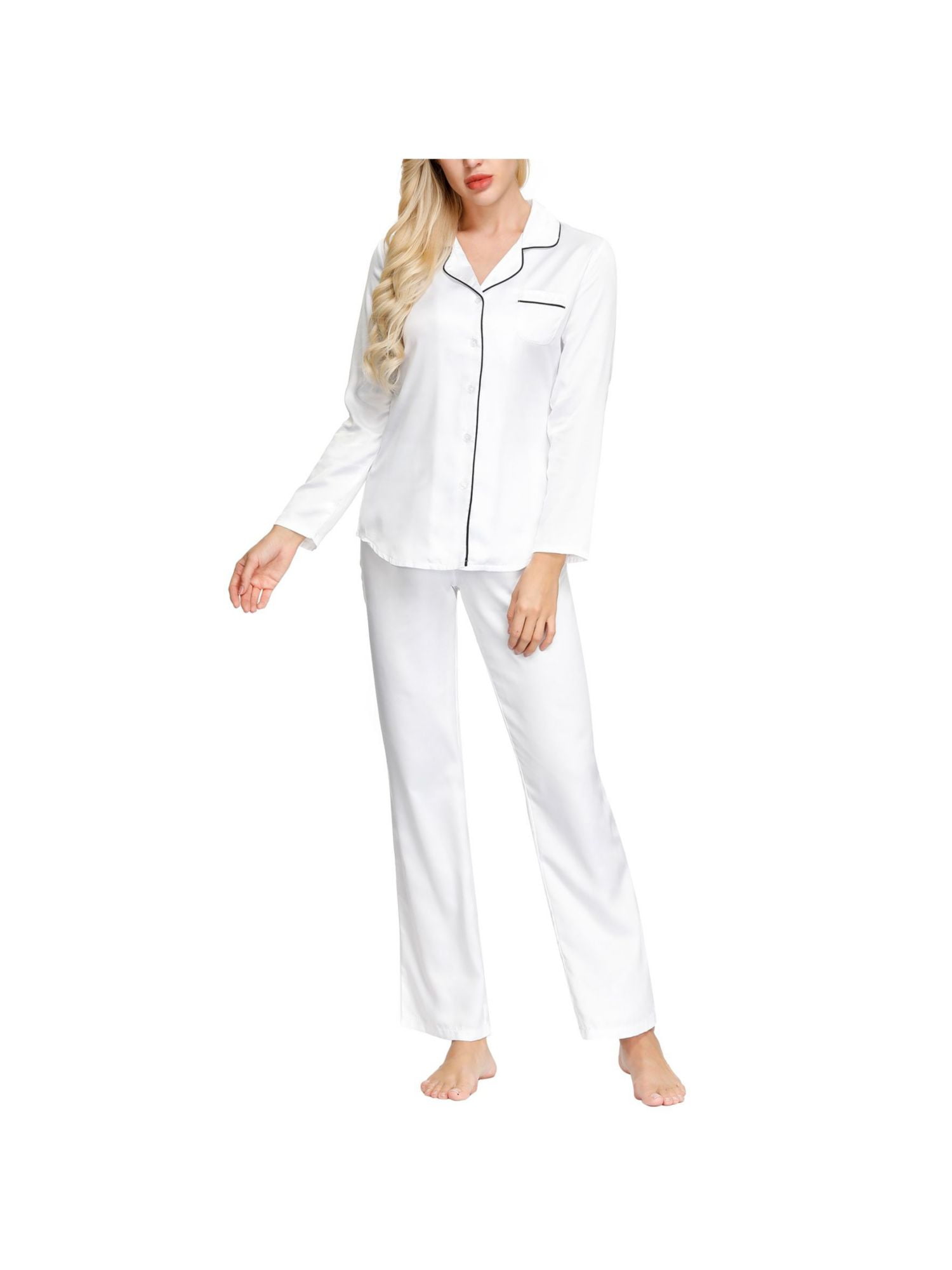 Collared Neck Long Sleeve Top and Pants Lounge Set main image 1