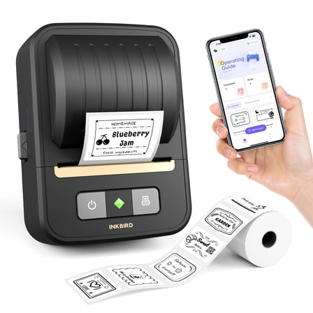 INKBIRD Bluetooth Portable Label Maker Machine, Thermal Printer for 3/4" to 2" Labels, Wireless Sticker Printer for Home, Office, School