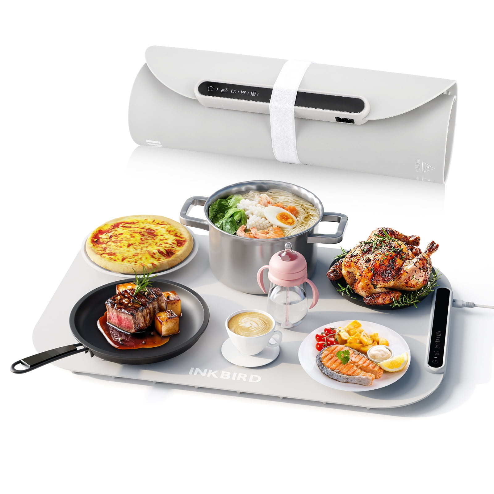 INKBIRD Electric Food Warming Tray, Soft Silicone Warming Mat with Temperature Control, Upgraded Heat Dissipation Design, Auto Shutdown Protection for Daily Use in Kitchens, Parties, Buffets