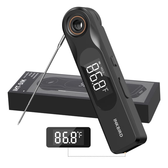 INKBIRD IHT-51K Dual-display Instant Read Food Thermometer, Two Screens, 1.8mm Ultra Thin Probe, 0.5 Sec Super Fast Response, Whole Body IP65 Waterproof, Ideal for Kitchen Cooking, Grilling