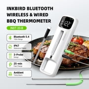 INKBIRD INDT-33-B Wireless + Wired Dual-Use BBQ Thermometer, Bluetooth Stable Connection,  0.5 / 0.3  Accurate Detection, Temperature Alerts and App Notifications with Apple Watch Monitor