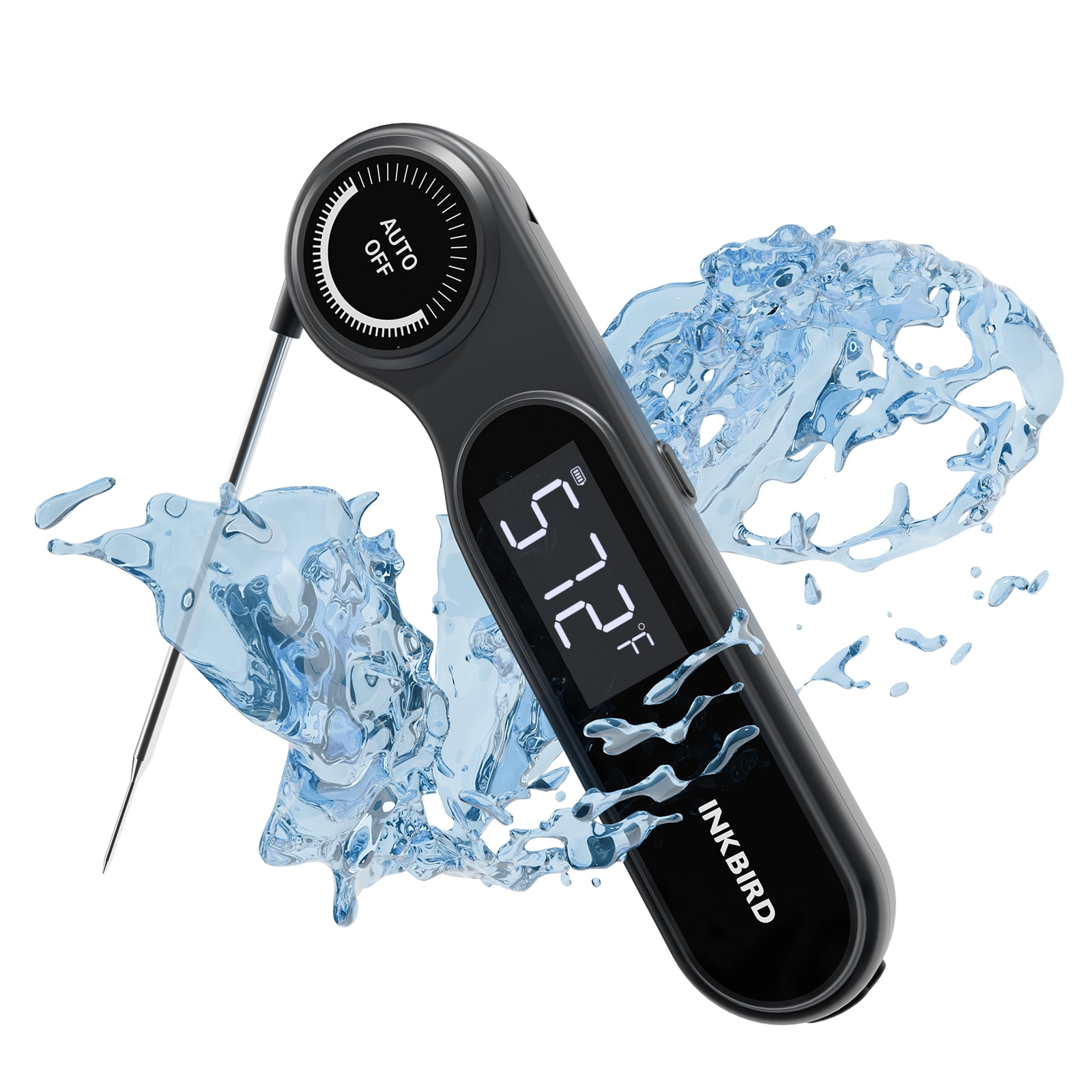INKBIRD Instant Read Meat Thermometer, IP65 Waterproof, 0.5 Sec Fast Reading, Super Accurate Detection, Handy Food Thermometer for Indoor Outdoor Cooking, BBQ, Baking, Deep Frying, Home Brewin